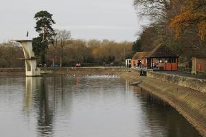 Coate Water Lake and diving board