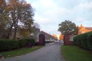 View of the exit from Faringdon Road Park, with Exeter Street in the background.