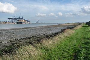View across the River Orwe to Felixstowe port