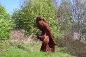 Boy on a Kestrel sculpture