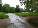 Enter Hyde Park and take the path directly ahead (on a rather wet day)