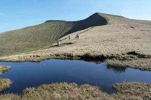 Tommy Jones obelisk, Corn Du and Pen Y Fan beyond.