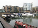 Yachts and canal boats in Limehouse Basin