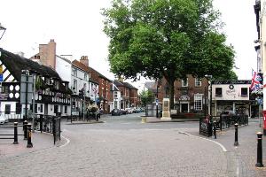 Looking back along the High Street to the War Memorial