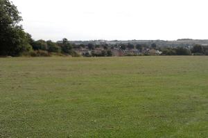 Looking across Lewsey Park towards the hospital and the hills