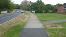 Path on right from Southern Way leading to cycle track at waypoint [3]