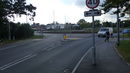 Roundabout on A414 at the end of Southern Way. Waypoint [4] with cycle track on the right.