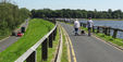 Looking back along the dam at Earlswood Lakes