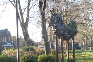 Horse sculpture in Chestnuts Park