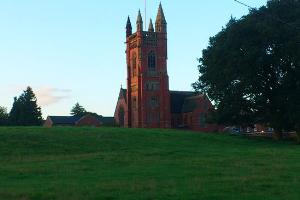 The impressive red brick tower of Princethorpe college