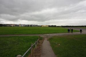 Looking west to the Skills Academy & Hospital - on the return, approaching the taxi-way & runway.