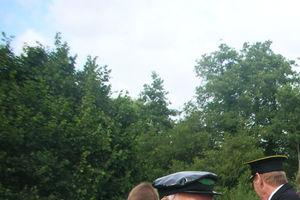 The first walkers ever to board the train at Worth halt discuss railway matters with the train crew