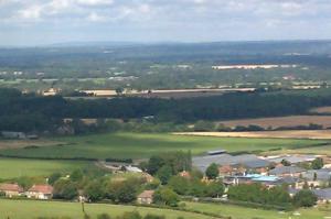 Plumpton College from halfway up the Downs