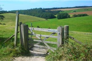 The Downs at point three.  Go through this gate to take the short route.