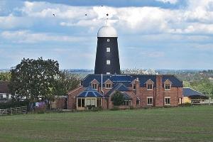 The tower of Long Clawson Mill at the top of Mill Lane