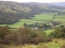 Compton Bishop seen from path on way down ridge on final descent