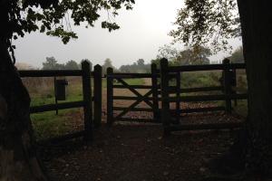 Gate into open park area.