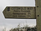 [2] Cotswold Way signpost by shady resting place