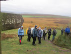 The footpath marker back to Curbar Gap C.P. on White Edge