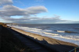 Walking along the promenade in Seaham