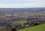 The view from Box Hill, looking south-west across Dorking.