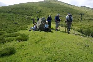 The large stone marking the junction of the path from Llanfairfechan and the Roman Road