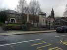 Bethesda War Memorial in fromt of Caersalem Chapel and Bethesda Parish Church