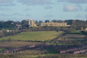 Bolsover Castle looking from Sutton Scasdale Hall