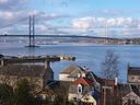 Forth Road Bridge & Harbour at South Queensferry.