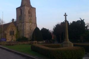 The start of the walk on Tanworth Village Green