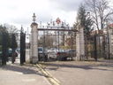 The ornamental gates at the London road exit of Victoria Park