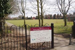 Entrance to Rushey Mead Recreation Ground off Melton Road