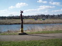 Millennium commemorative post by the River Soar
