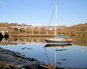 Tidal Mill and Millpond, Forder Railway Viaduct and Trematon Castle: photographed from near the site of Isimbard Kingdom Brunel