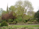 Castle Gardens with St Mary de Castro Church and Leicester Castle Motte