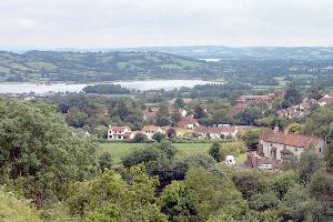 View over Blagdon to the lake