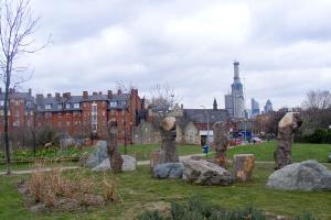 Nursery Row Park - View of the Shard (under construction) and the Gherkin (March 2011)