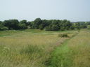 View from Castle Hill Earthworks towards remains of medieval fish pond