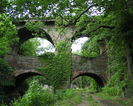 Road viaduct in the Torrs Gorge approaching the confluence of the River Sett with the River Goyt.