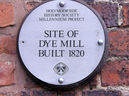 Plaque on site of former Dye Mill, Holymoorside