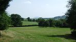 View towards the Malvern Hills on the descent from Hillend Farm between waypoints 3 and 4.
