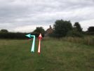 Photo 14.  Go through the gate to Waypoint [5].  Main route: Cross a road and walk ahead to East Beckham.  Alternative route: Turn left along Red Barn Lane. Walk for 2/3 mile to the A148 and enter the wood opposite, and turn right to Waypoint [6].