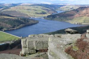 Ladybower Reservoir from Bamford Edge.