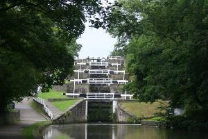 The spectacular Bingley Five Rise Locks on the Leeds and Liverpool Canal
