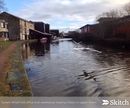 View of Eanam Wharf with Canal Co Office then the Warehouse with its shelter to unload barges, The two towers were for the hoists to lift goods up to the top floors.