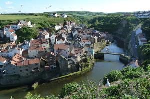 View of the picturesque village of Staithes from the National Trust’s Cowbar Nab headland.