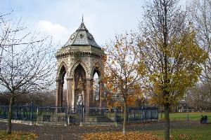 Burdett Coutts Fountain. Baronness Angela Burdett Coutts, an heiress and philanthropist donated this drinking fountain to provide fresh clean drinking water to help combat cholera and alcoholism caused by the polluted supplies generally available.